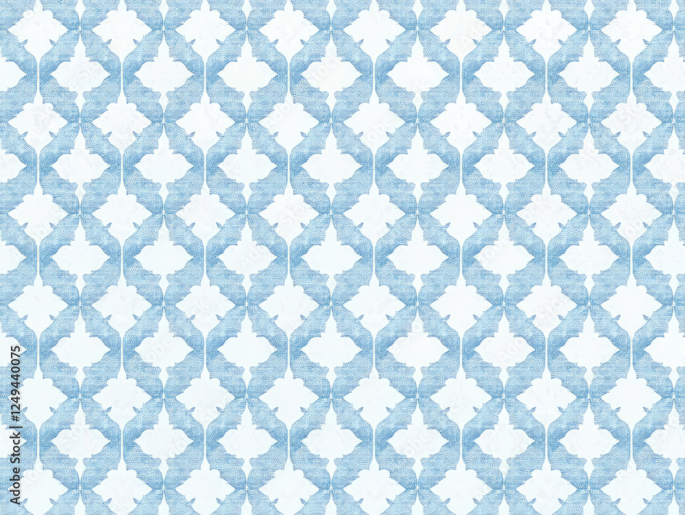 Poster seamless pattern featuring simple, pastel blue texture with white geometric shapes creating repetiti