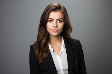 Obraz premium Business Portrait of a Young Woman on a White Background