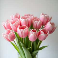 Obraz premium Delicate Pink Tulip Bouquet for a Joyful Spring Celebration, Perfect for Weddings, Events, and Home Decor