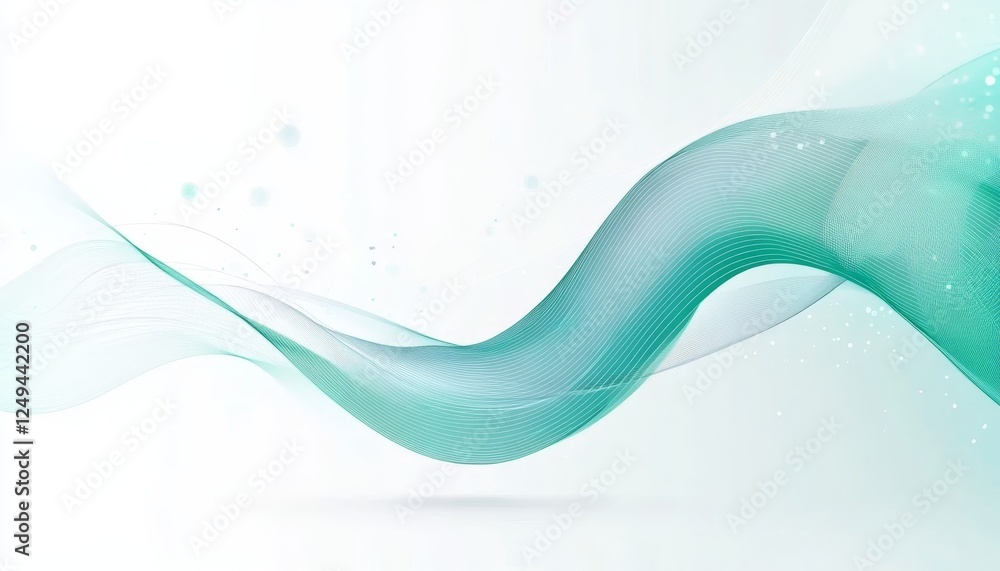 Poster aqua flow abstract design with dynamic lines, smooth waves, connecting network, vibrant palette.