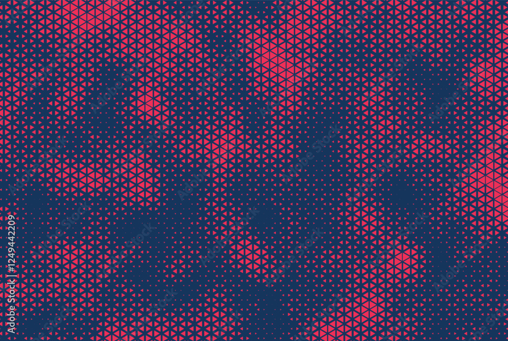Aufkleber Triangular Halftone Texture Retrowave Vector Geometric Technology Abstract Background. Half Tone Triangles Retro Colored Pattern. Minimal 80s Style Dynamic Tech Structure Wallpaper