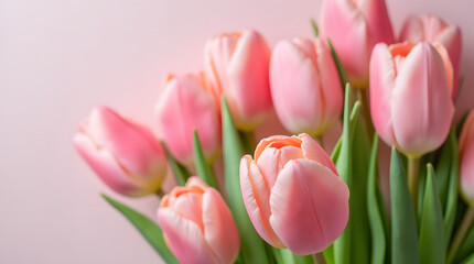 Fototapeta premium Delicate Pink Tulip Bouquet for a Joyful Spring Celebration, Perfect for Weddings, Events, and Home Decor