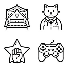 Essential Flat Icon Set Isolated On White Background