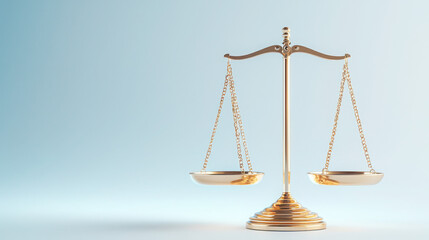 Saving Strategies to Achieve Economic Goals. Golden scales of justice on a light background symbolizing balance.