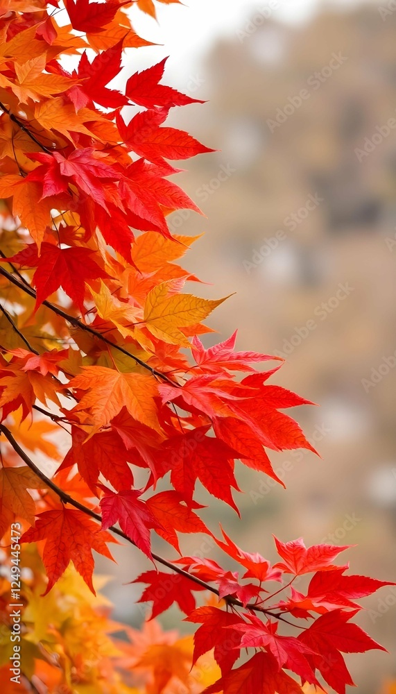 Aufkleber generative ai image displaying vibrant autumn leaves against blurred background