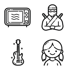 Essential Flat Icon Set Isolated On White Background