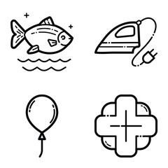 Essential Flat Icon Set Isolated On White Background