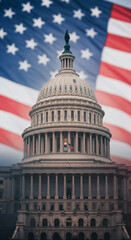 Obraz premium US Capitol Building & American Flag: Symbol of Democracy, Freedom & Patriotism | Washington DC Landmark Photography