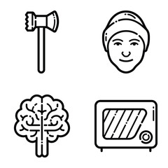 Essential Flat Icon Set Isolated On White Background