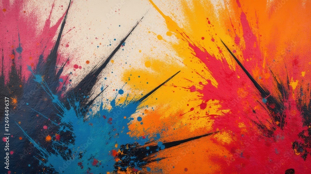 Poster Vibrant Color Splashes with Dynamic Patterns and Artistic Flair