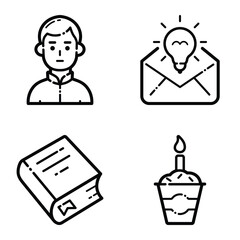 Essential Flat Icon Set Isolated On White Background