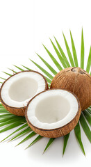Coconuts & Palm Leaf: Fresh Tropical Delight, Health & Beauty Ingredient, Exotic Food, Vegan Recipe Inspiration.