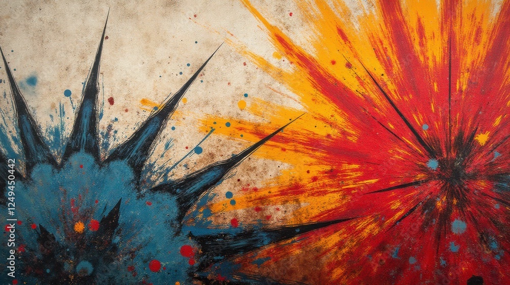 Poster vibrant abstract art with dynamic color splashes and texture