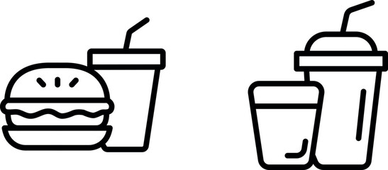Classic Fast Food Icon – Minimalist Symbol Representing Burgers, Fries, and Soda for Quick Bites
