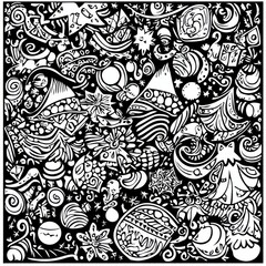 
Adult Christmas coloring page - intricate festive patterns and scenes in black and white for creative relaxation and holiday spirit 