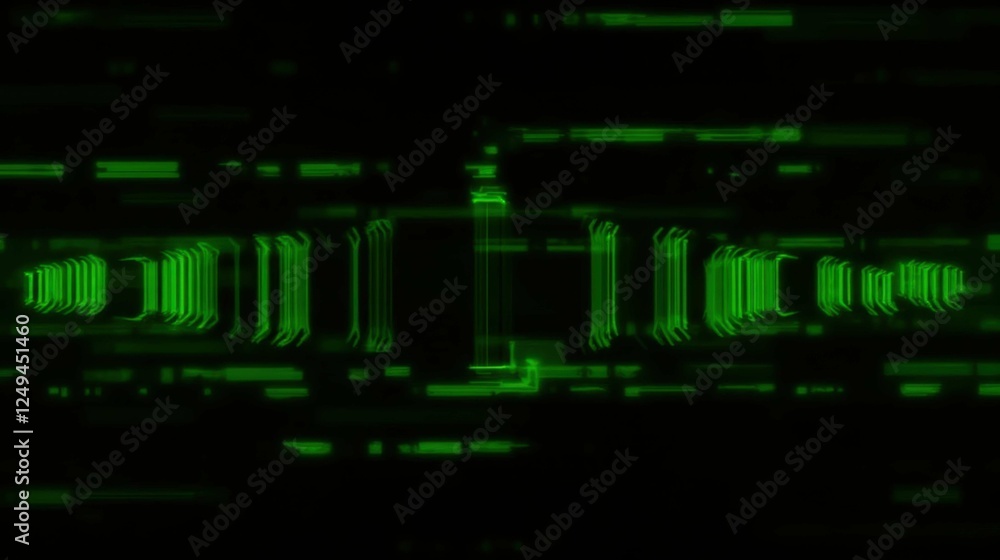 Poster abstract green digital background with glitches and code patterns