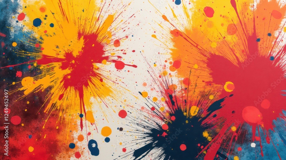Poster vibrant color splashes with dynamic patterns and artistic expression