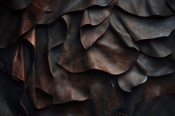 Obraz premium Dark brown and black leather pieces create abstract background