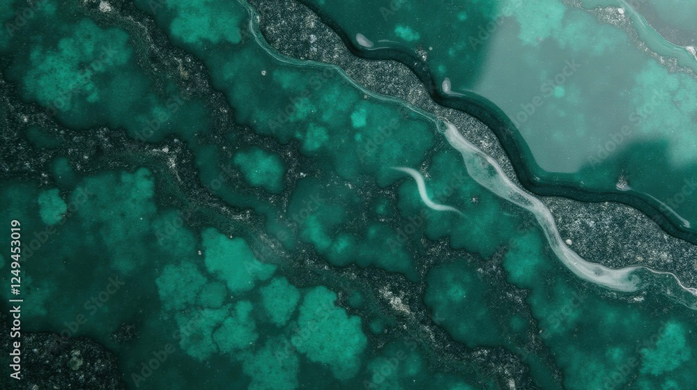 Aufkleber abstract green and teal texture with flowing patterns and shapes