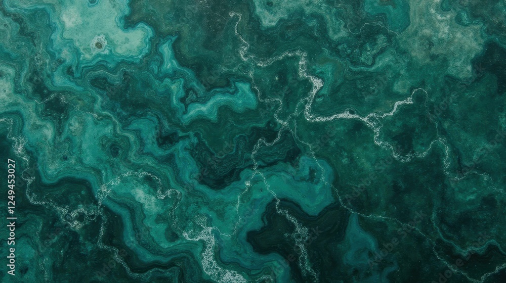 Poster abstract green fluid patterns with swirling textures and details
