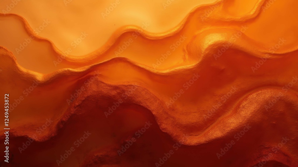 Poster abstract waves in warm orange tones with smooth textures and patterns