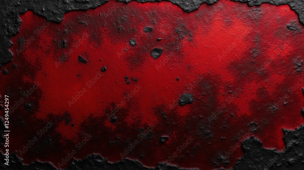 Poster abstract red and black texture with cracks and rough surface
