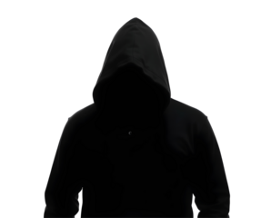 A hidden face person in black hoodie 