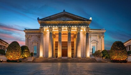 Obraz premium night view of the city hall in barcelona spain