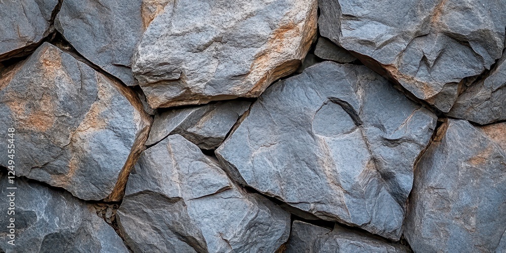 Poster irregularly shaped gray rocks form a textured surface pattern