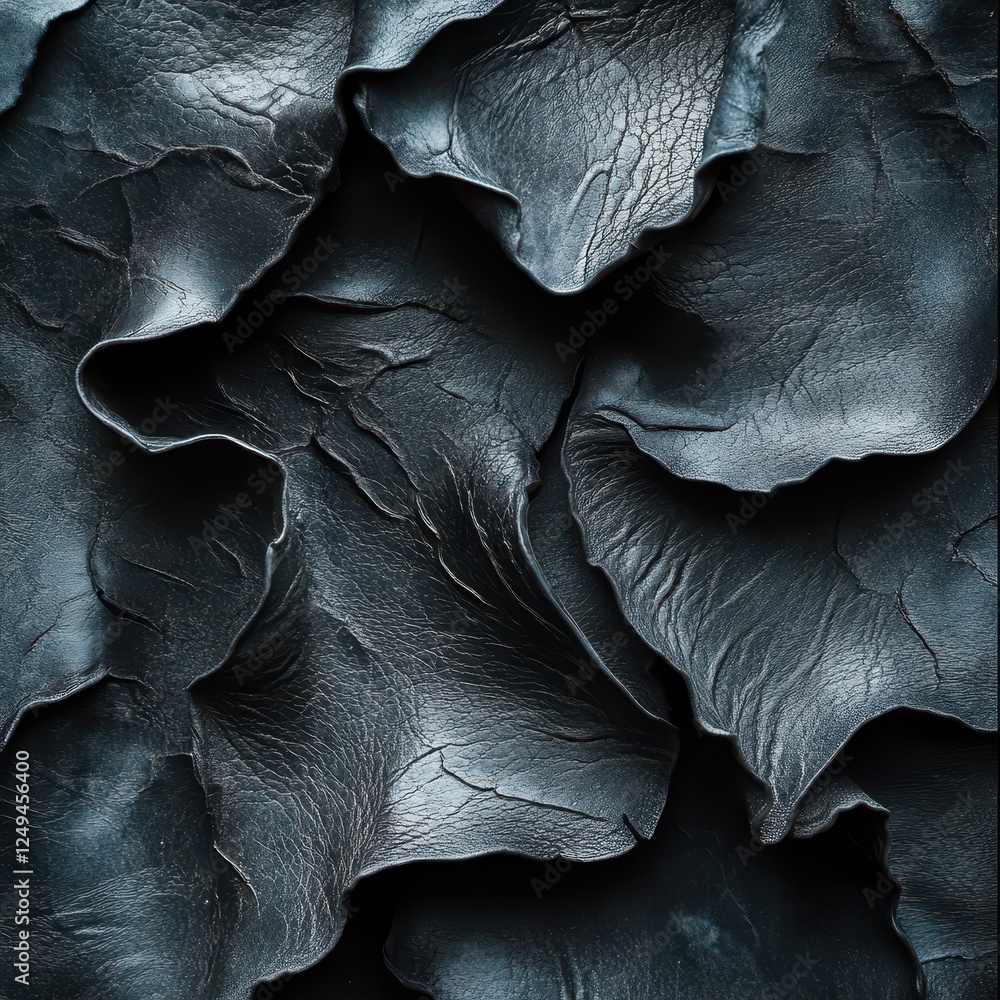 Poster dark leather surfaces create a pattern with intricate details