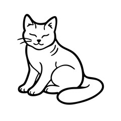 A sleek and minimalist cat icon featuring a gracefully curved tail and perked-up ears, symbolizing elegance and curiosity.