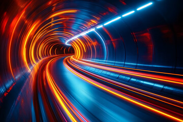 a train in motion, emphasizing the speed and dynamic energy of modern transportation. 