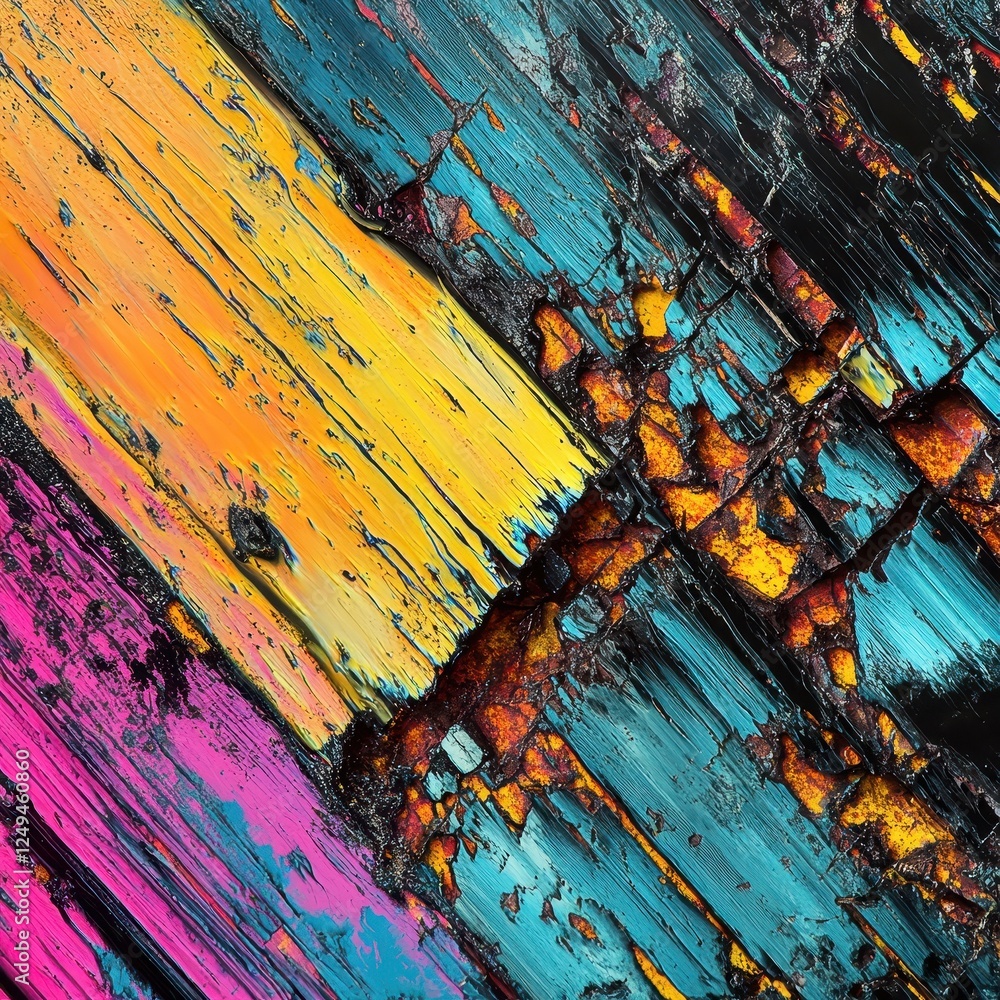 Poster abstract close up of colorful woodgrain pattern in a diagonal direction