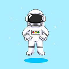 Cute Astronaut standing like a boss , Astronaut Boss kid ,cartoon design illustration vector