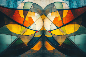 Fototapeta premium A geometric creative pattern with geometric colorful shapes generative ai