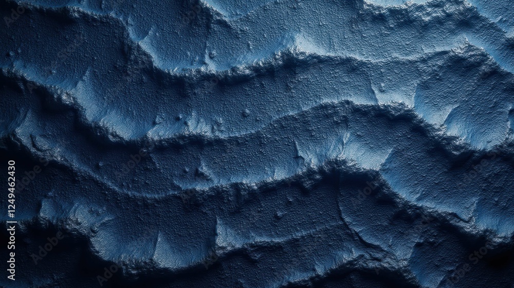 Poster textured blue surface with wavy pattern and shadows in close-up