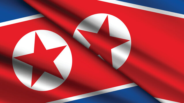 National Background of NORTH KOREA Featuring Two Wavy Flags