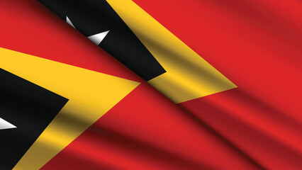 National Background of EAST TIMOR Featuring Two Wavy Flags