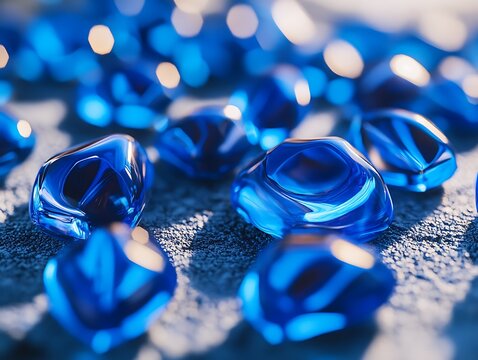 Clear Glass Blue Octahedron with Perfect Symmetry