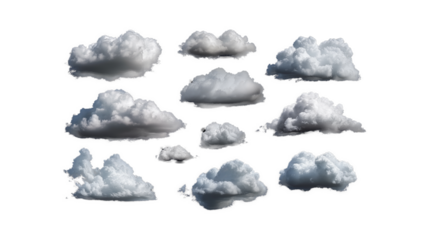Collection of Clouds isolated on Transparent background