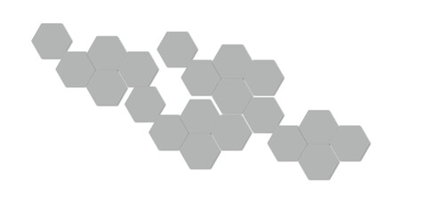 Abstract technology white and grey geometric hexagon shape on transparent background vector.