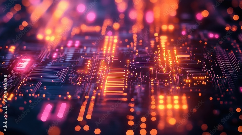 Poster glowing circuit board technology abstract background