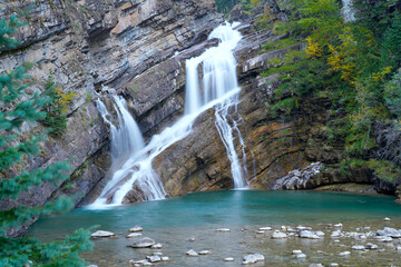 Cameron waterfalls in the park of Waterton Alberta Canada
