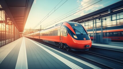 Naklejka premium fast moving train