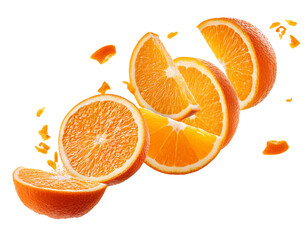falling orange pieces isolated on white background, cut out