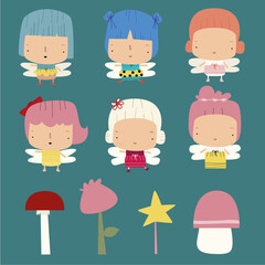 Cute little fairies vector clipart
