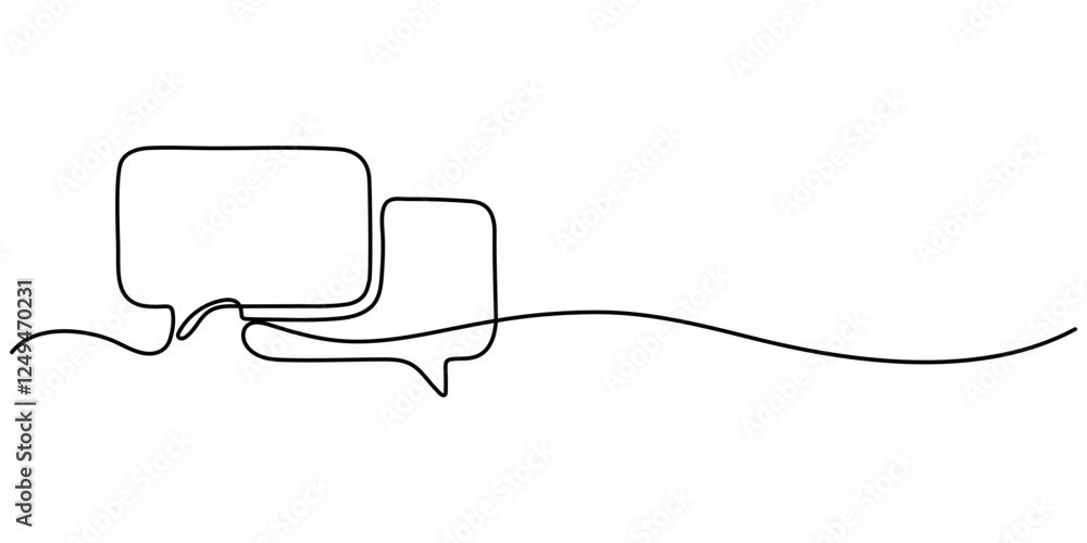 Poster speech bubble single line icon, speech bubbles continuous line icon, chat message continuous one lin