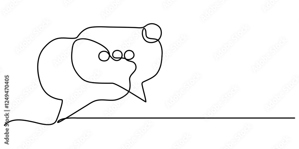 Poster speech bubble single line icon, speech bubbles continuous line icon, chat message continuous one lin