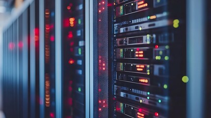 Naklejka premium Server Room Technology: Data Center Infrastructure