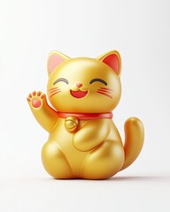 A gold cat is sitting on a white background